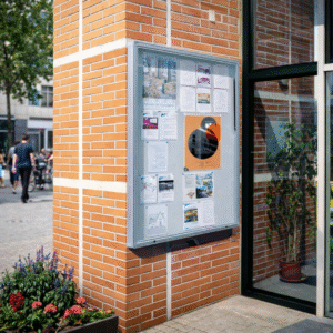 Vitrine affichage extérieure 1000 en aluminium avec double porte battante ou levante, grande capacité 8 à 30 A4, fixation murale ou sur poteaux