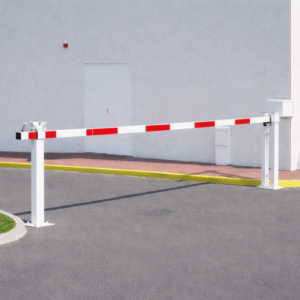 Barrière levante aluminium télescopique – Contrôle d’accès modulable 3 à 6,4 m