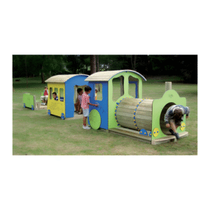 Train ludique en bois pour aire de jeux