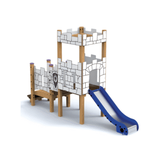 Jeu multi-activités château en bois pour aires de jeux