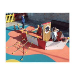 Jeu d'exploration en bateau en bois pour aire de jeux