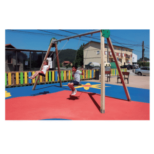 Portique de balançoire double en bois lamellé