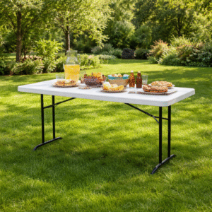 Table pliante buffet rectangulaire – 183 x 61/74/91 cm – hauteur ajustable – 8 personnes