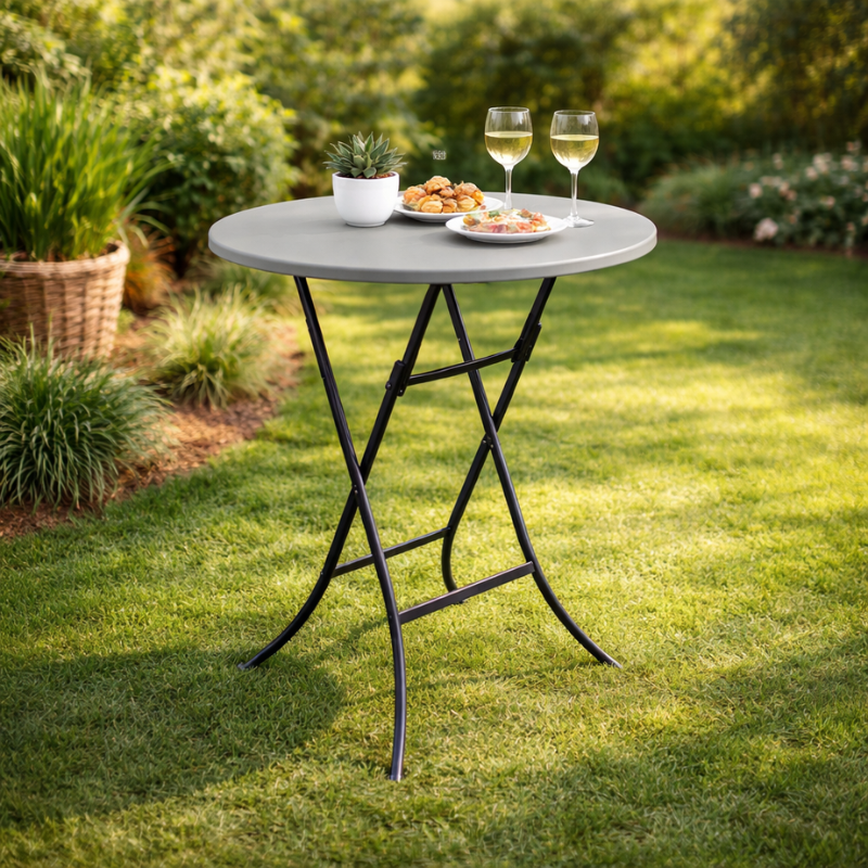 Table pliante mange-debout Ø 84 cm – 2 à 4 personnes