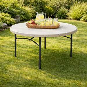 Table pliante ronde Lifetime Ø152 cm – 6 personnes – Réf. 80121