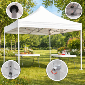 Abripliant professionnel aluminium – tente pliante pour collectivités et événements